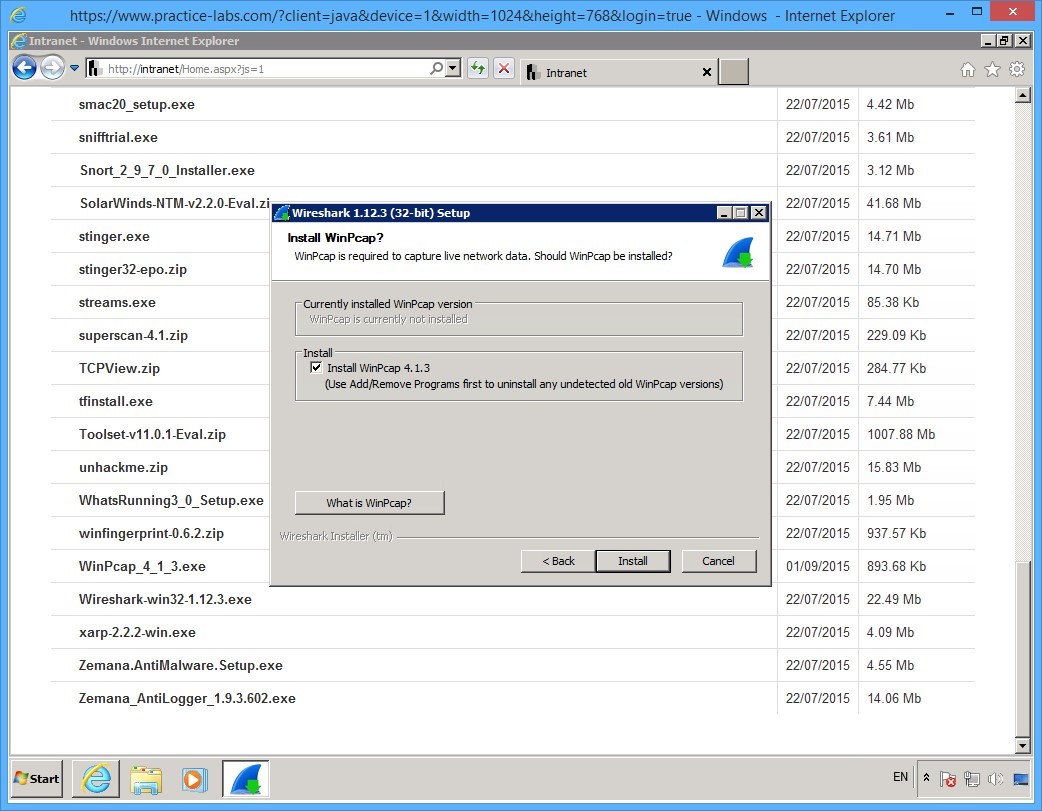 Practice Labs screenshot.